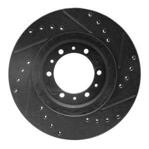 Mitsubishi Montero Sport Brake Rotor (1) - Front Left - R1 Concepts - Drilled & Slotted - Black - `90-`04